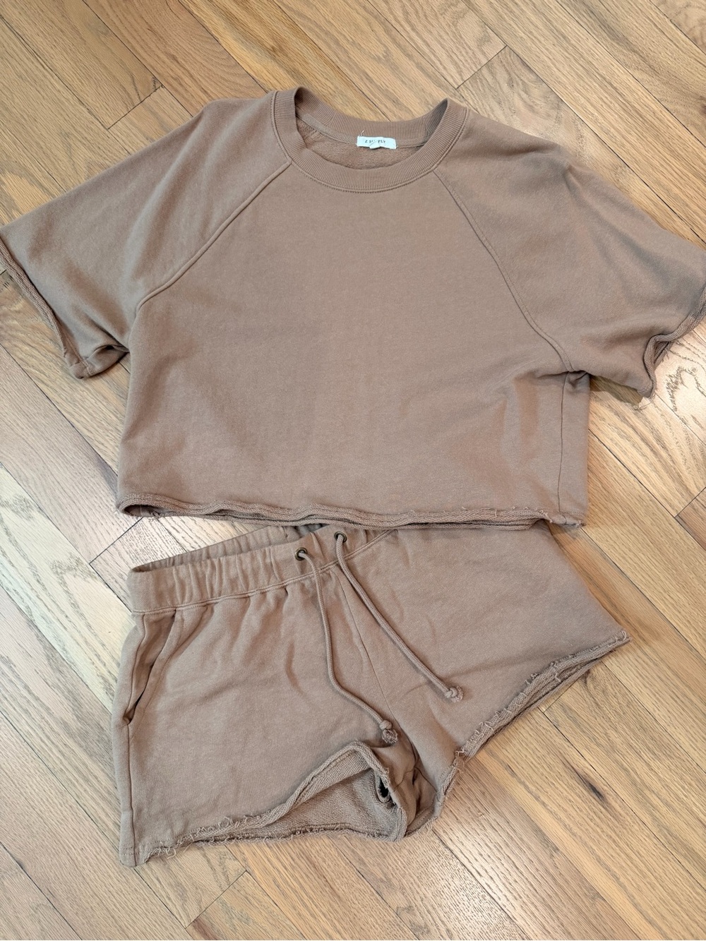 ZSupply Brown Two-Piece Set - Cozy Short Sleeve & Shorts